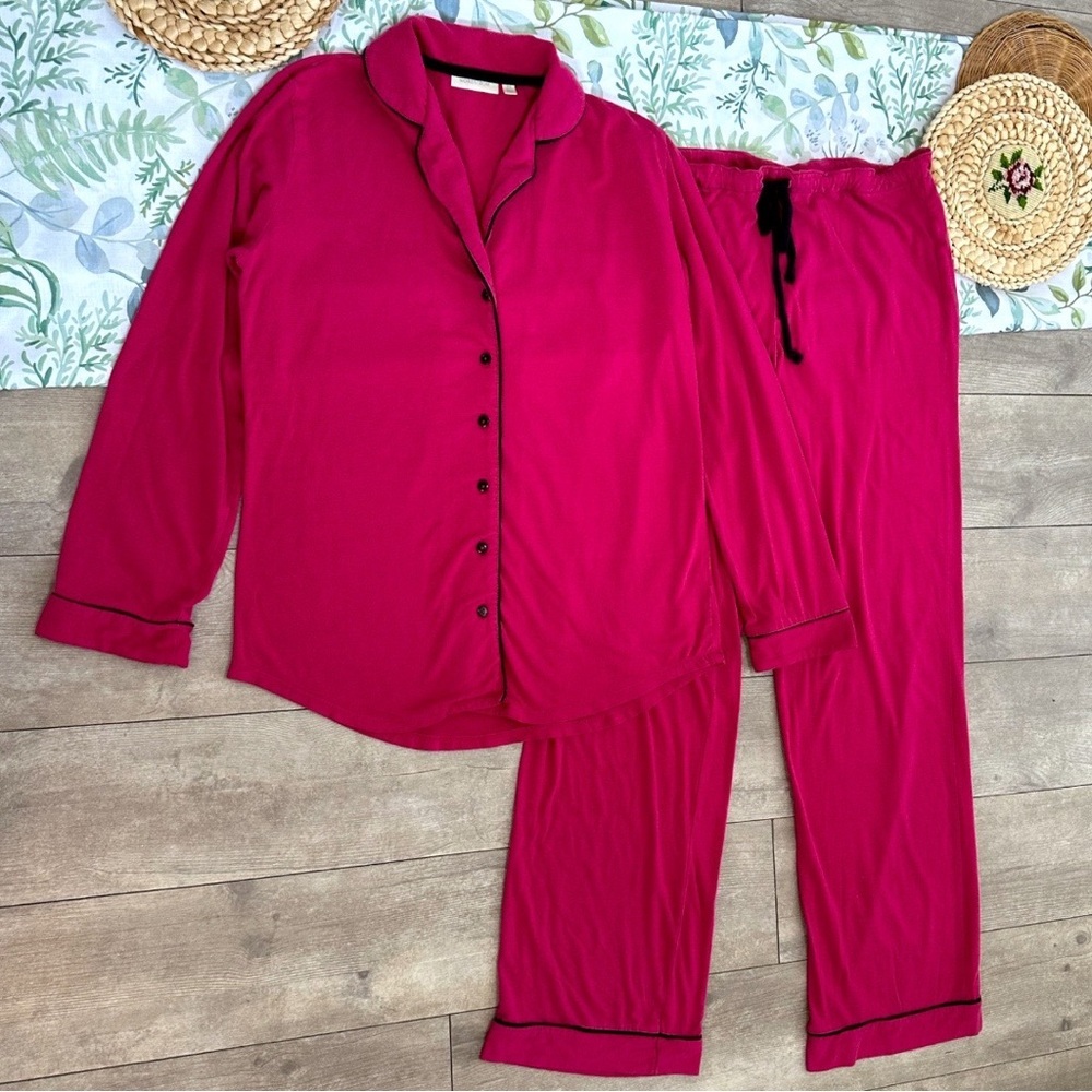 Vintage Nordstrom Women’s Pink Button Down Pajama Set Long Sleeve Size XS SOFT - Picture 2 of 13